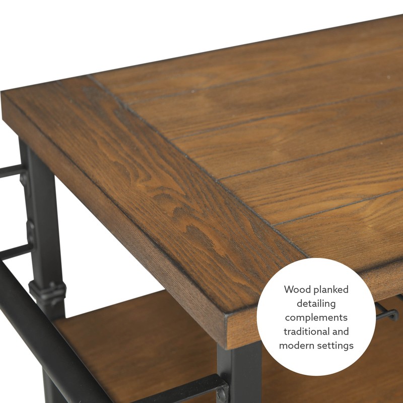 Kilmersdon 43.2'' Wide Rolling Kitchen Island with Solid Wood Top