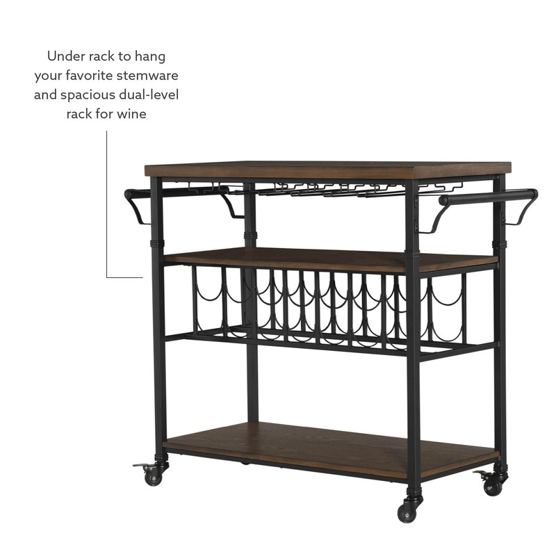Kilmersdon 43.2'' Wide Rolling Kitchen Island with Solid Wood Top