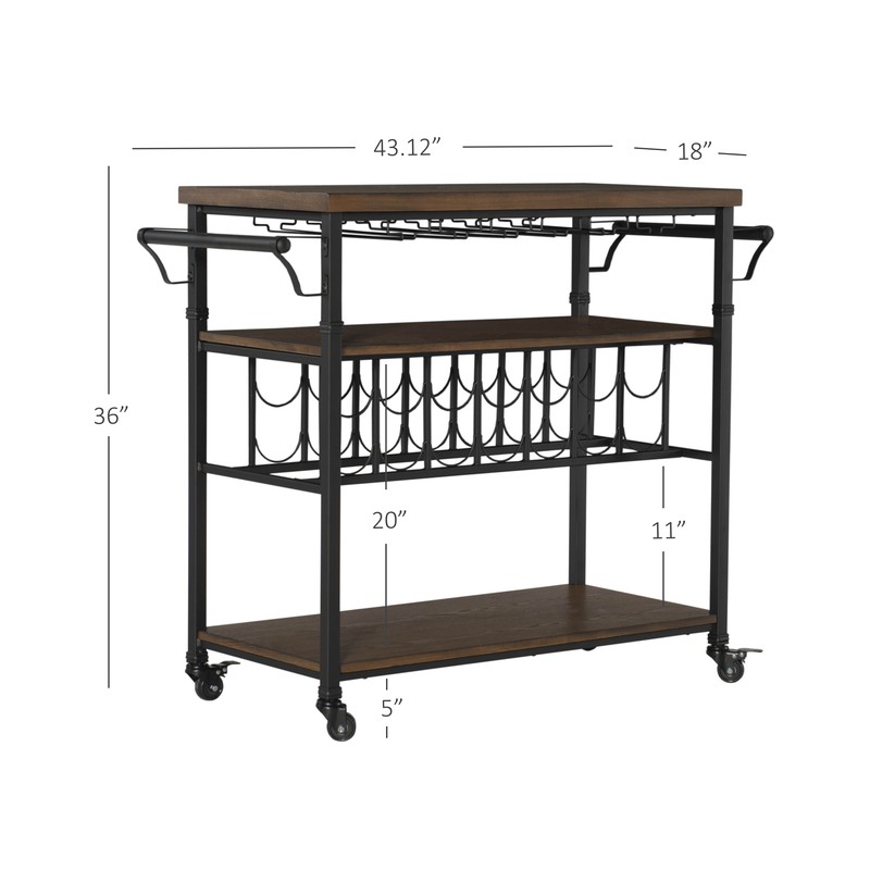 Kilmersdon 43.2'' Wide Rolling Kitchen Island with Solid Wood Top