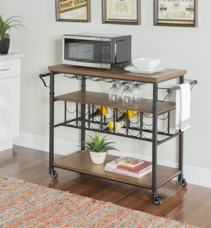Kilmersdon 43.2'' Wide Rolling Kitchen Island with Solid Wood Top