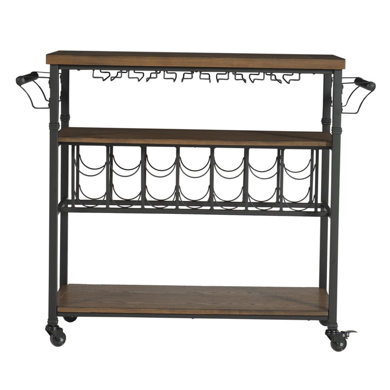Kilmersdon 43.2'' Wide Rolling Kitchen Island with Solid Wood Top