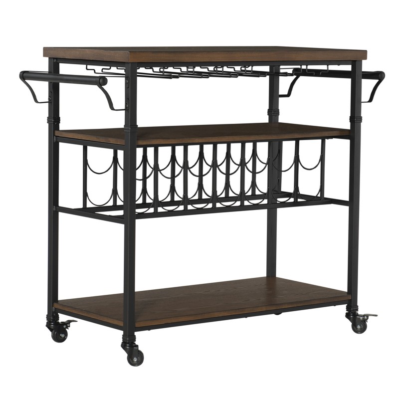 Kilmersdon 43.2'' Wide Rolling Kitchen Island with Solid Wood Top