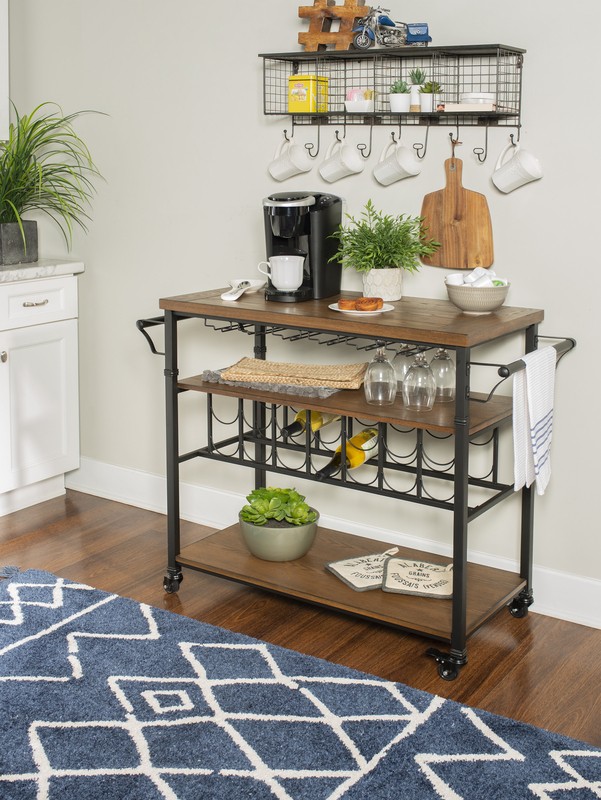 Kilmersdon 43.2'' Wide Rolling Kitchen Island with Solid Wood Top