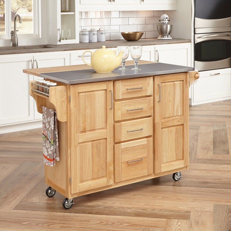 Kinch 52.5'' Wide Rolling Kitchen Cart with Stainless Steel Top