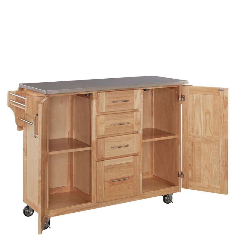 Kinch 52.5'' Wide Rolling Kitchen Cart with Stainless Steel Top