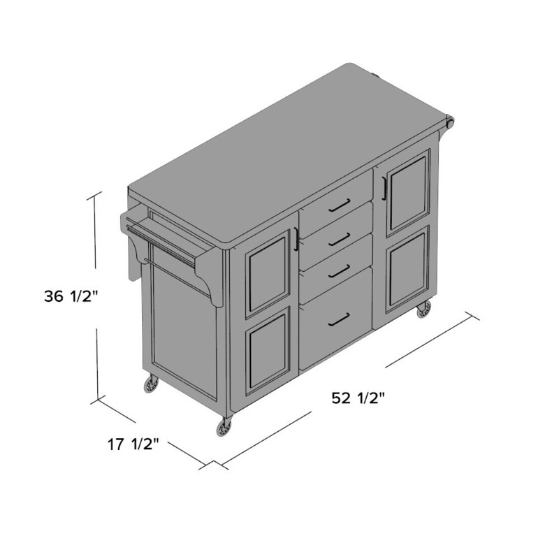 Kinch 52.5'' Wide Rolling Kitchen Cart with Stainless Steel Top