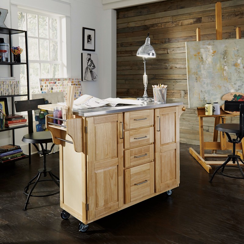 Kinch 52.5'' Wide Rolling Kitchen Cart with Stainless Steel Top