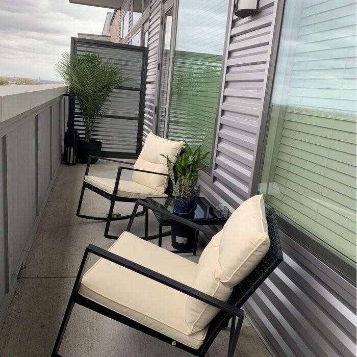 Kinzie Square 2 - Person 18'' Long Bistro Set with Cushions