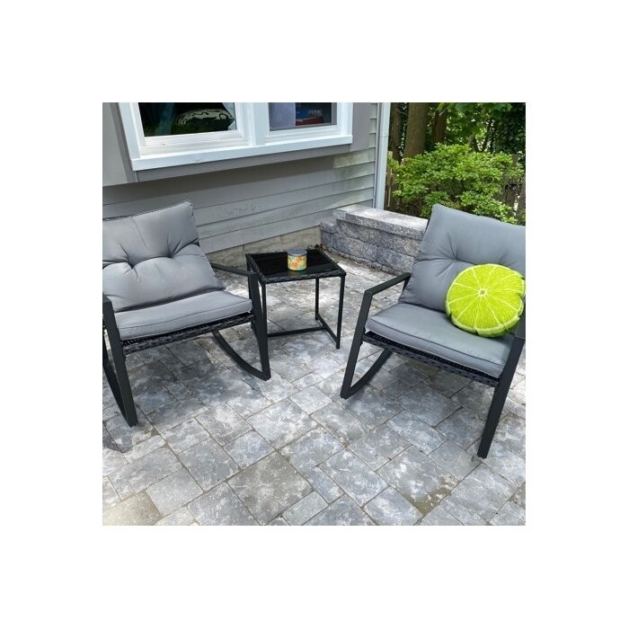Kinzie Square 2 - Person 18'' Long Bistro Set with Cushions