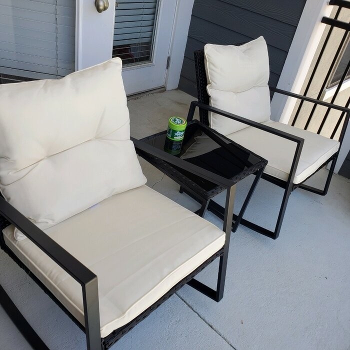 Kinzie Square 2 - Person 18'' Long Bistro Set with Cushions