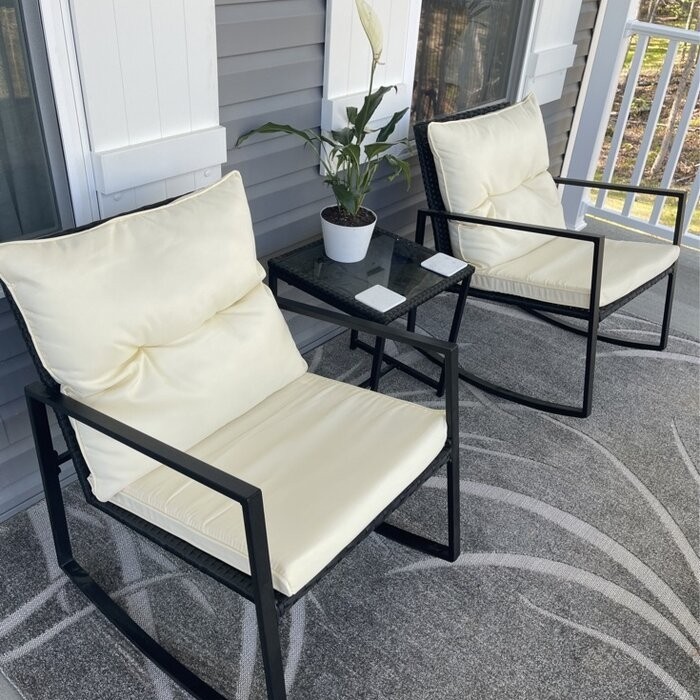 Kinzie Square 2 - Person 18'' Long Bistro Set with Cushions