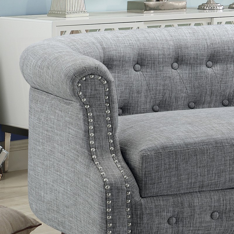 Kjellfrid 54.75'' Linen Rolled Arm Loveseat