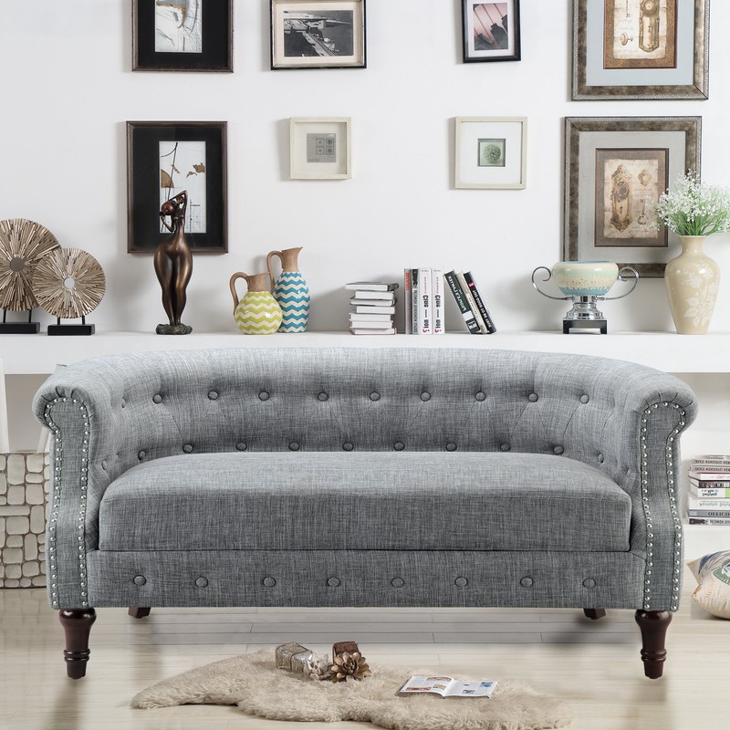 Kjellfrid 54.75'' Linen Rolled Arm Loveseat