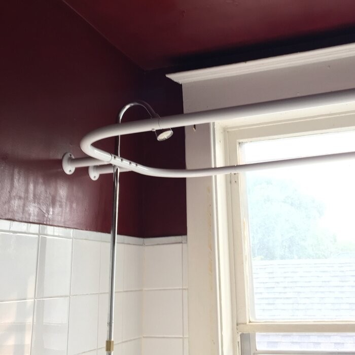 Kronqui Never Rust 58" L Adjustable D-Shaped Fixed Shower Curtain Enclosure