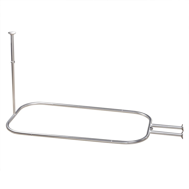 Kronqui Never Rust 58" L Adjustable D-Shaped Fixed Shower Curtain Enclosure
