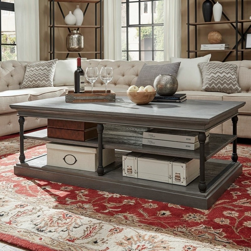Kyler Floor Shelf Coffee Table with Storage