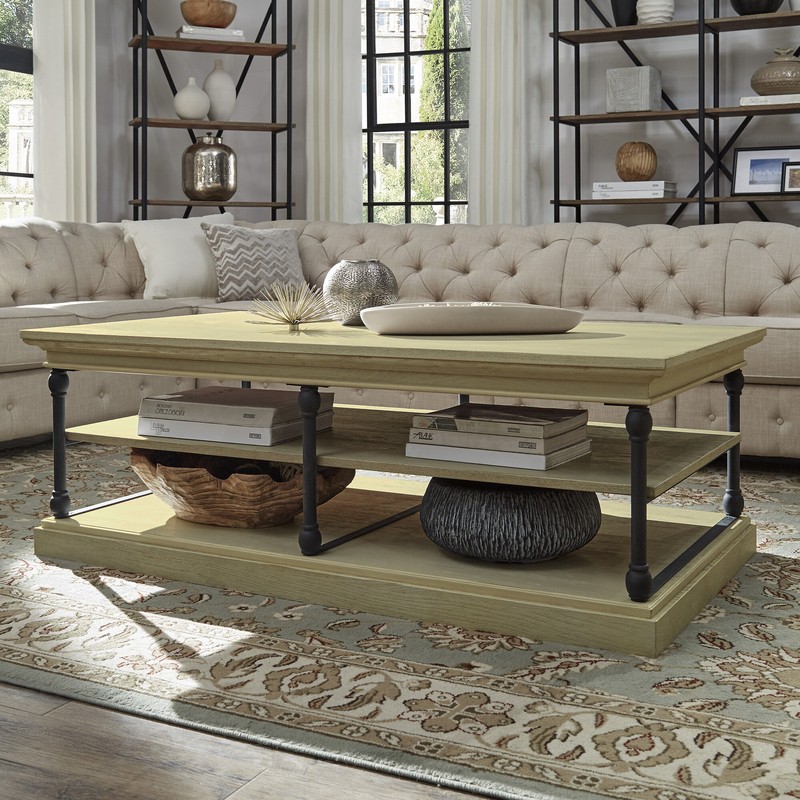 Kyler Floor Shelf Coffee Table with Storage