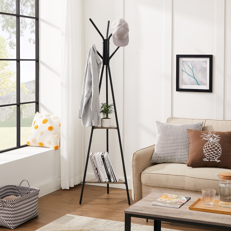 Lakwanzaa 19.3'' Wide Freestanding Coat Rack with Storage