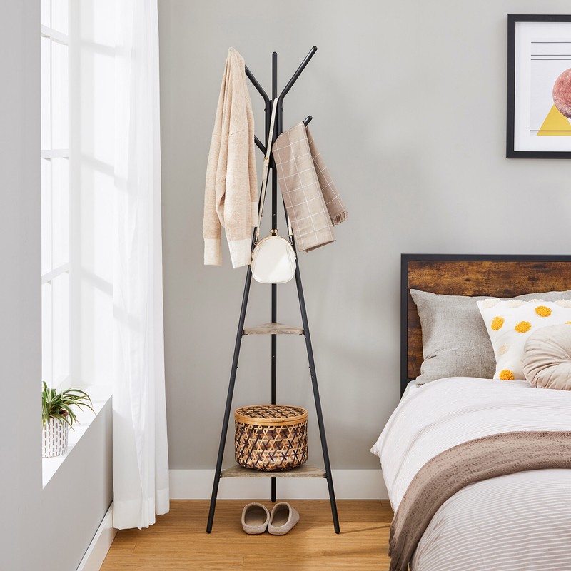 Lakwanzaa 19.3'' Wide Freestanding Coat Rack with Storage