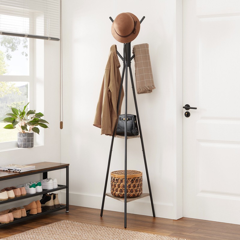 Lakwanzaa 19.3'' Wide Freestanding Coat Rack with Storage