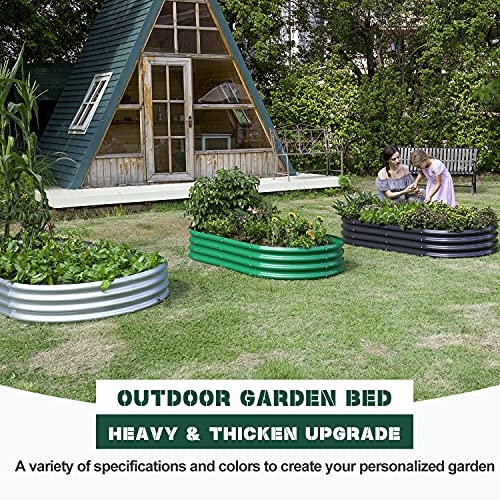 Land Guard Galvanized Raised Garden Bed Kit, Galvanized Planter Raised Garden Boxes Outdoor, Oval Large Metal Raised Garden Beds for Vegetables……