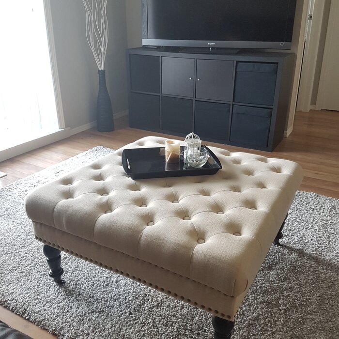 Landis 34.63'' Wide Tufted Square Cocktail Ottoman