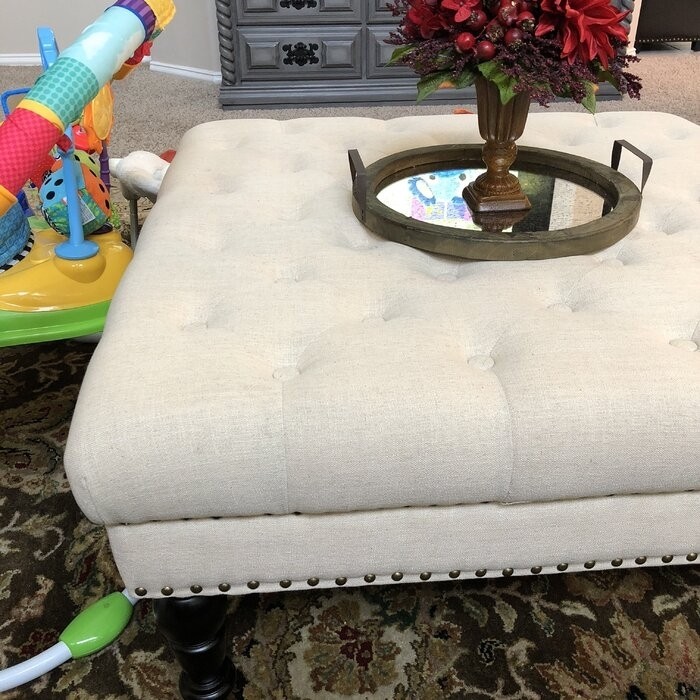 Landis 34.63'' Wide Tufted Square Cocktail Ottoman