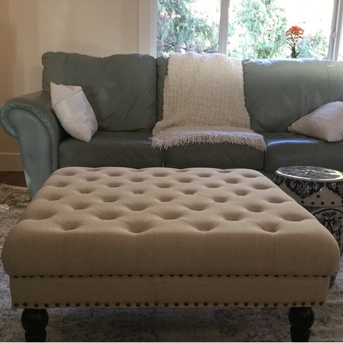 Landis 34.63'' Wide Tufted Square Cocktail Ottoman