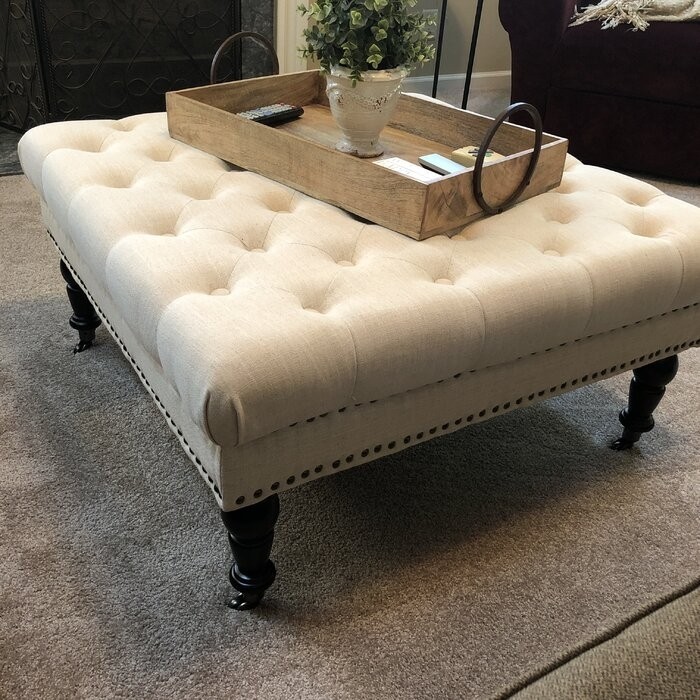 Landis 34.63'' Wide Tufted Square Cocktail Ottoman