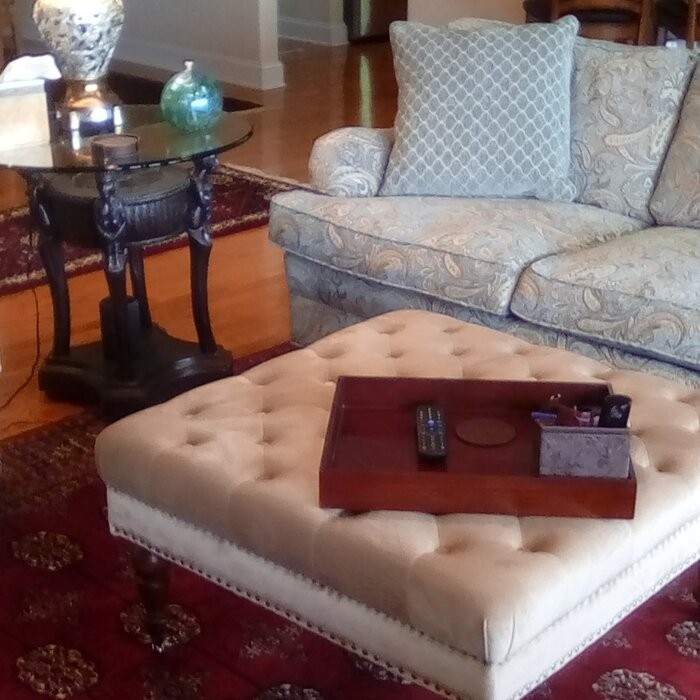 Landis 34.63'' Wide Tufted Square Cocktail Ottoman