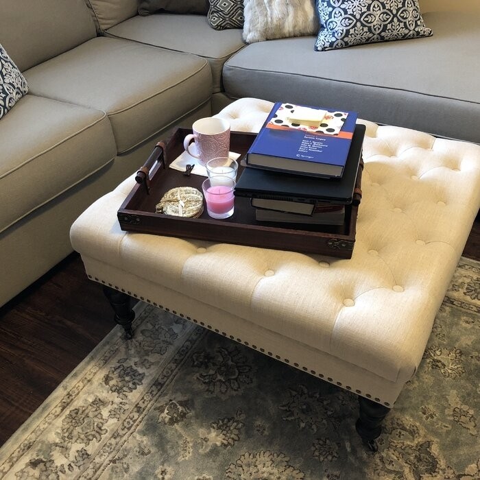 Landis 34.63'' Wide Tufted Square Cocktail Ottoman