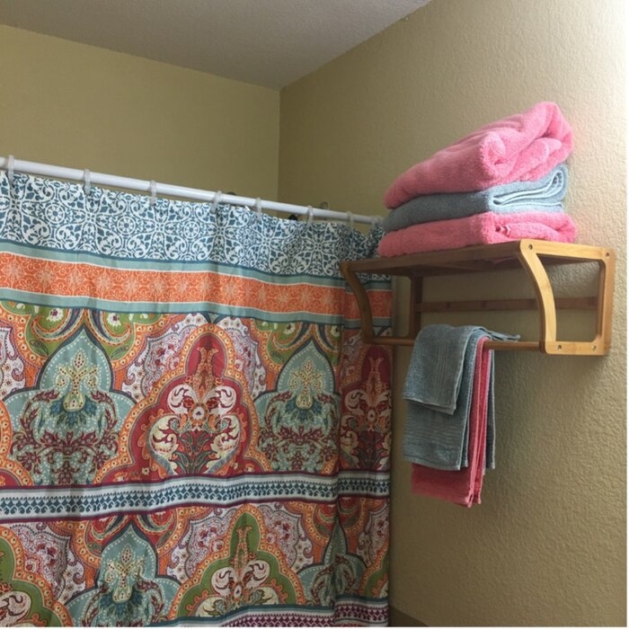 Larock Bamboo Accent Shelf With Towel Bar