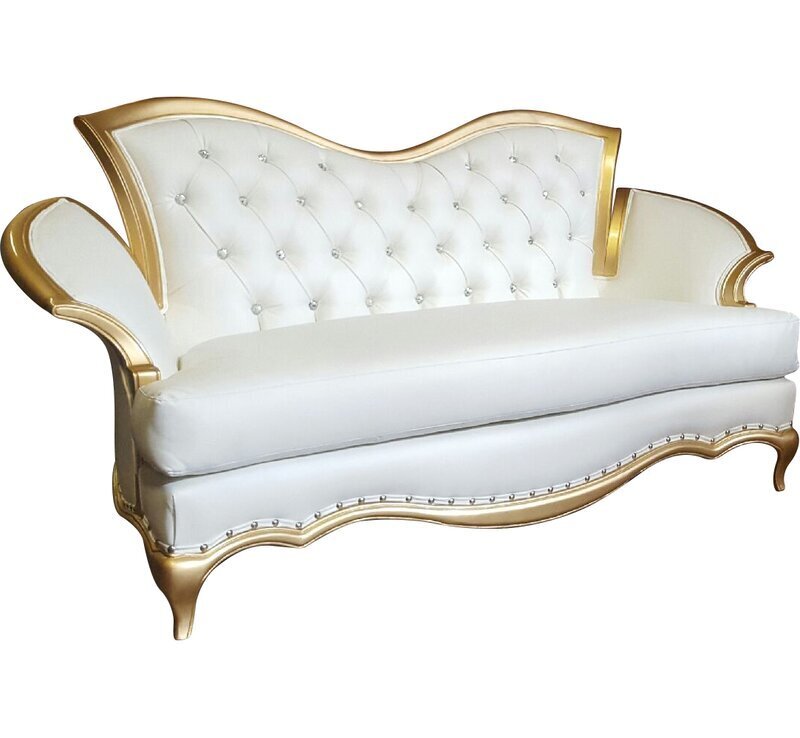Leather Nailhead Sofa With Flared Arms
