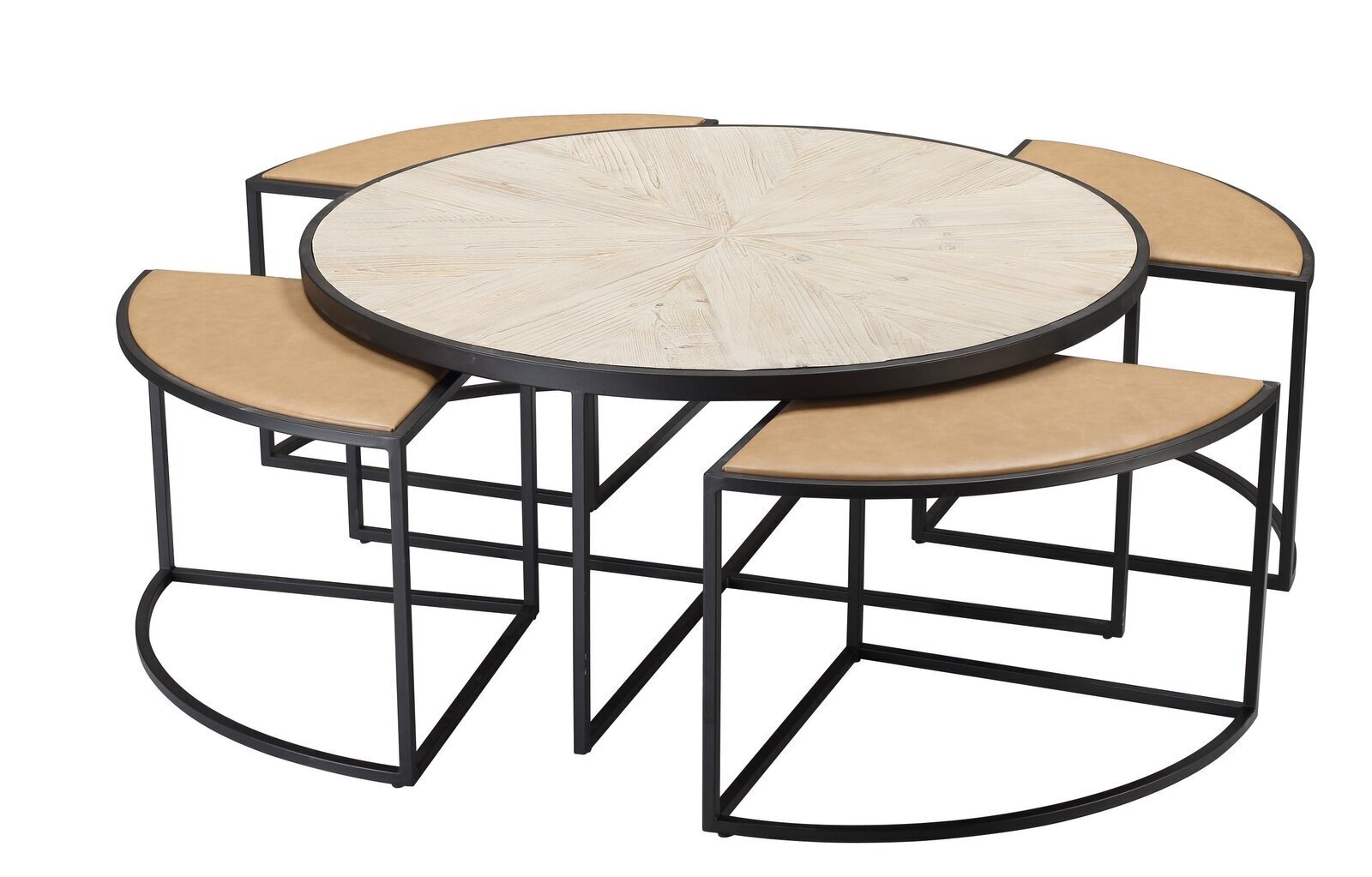 Lightweight Steel And Wooden Coffee Table 