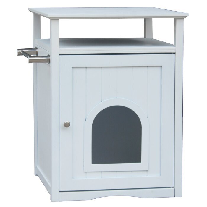 Litter Box Enclosure With Towel Rack