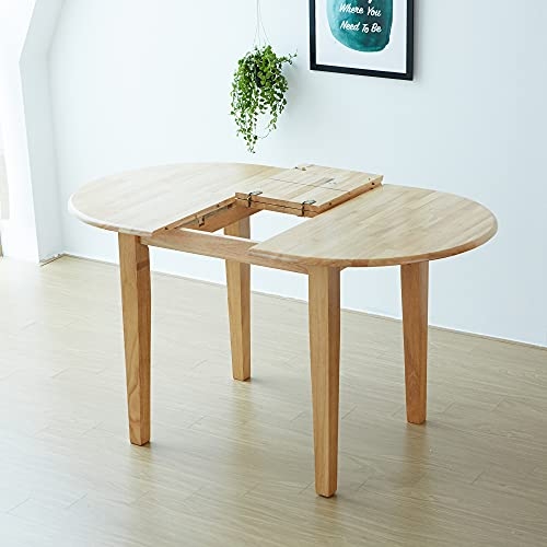 Livinia Tapas Expandable Dining Table, Solid Top Extending Table Rise 40.9" to 53.1", Modern Kitchen Table, Leisure Desk for Kitchen Dining Living Room Apartment (Natural)