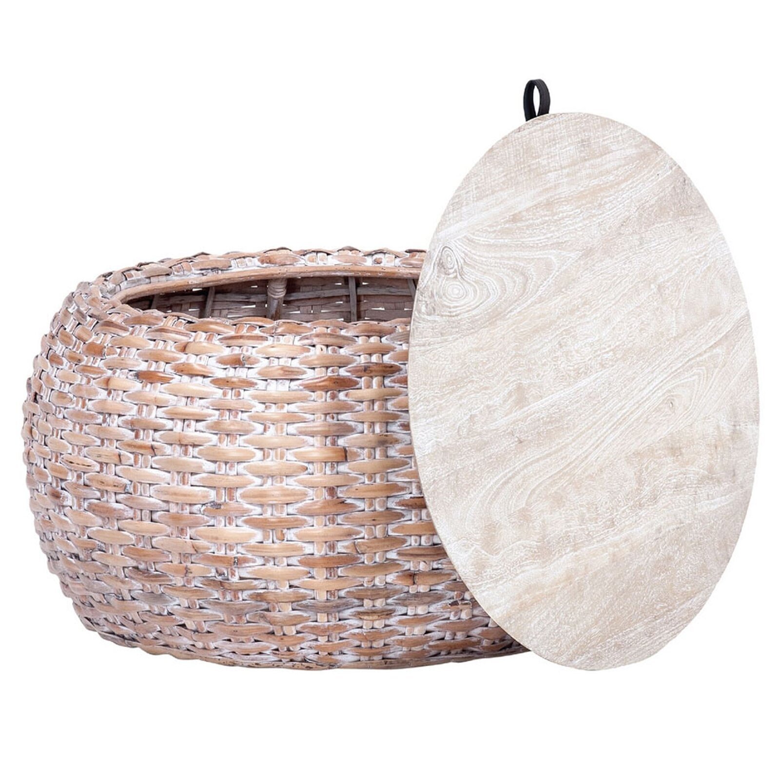 Loosely Round Wicker Coffee Table with Storage