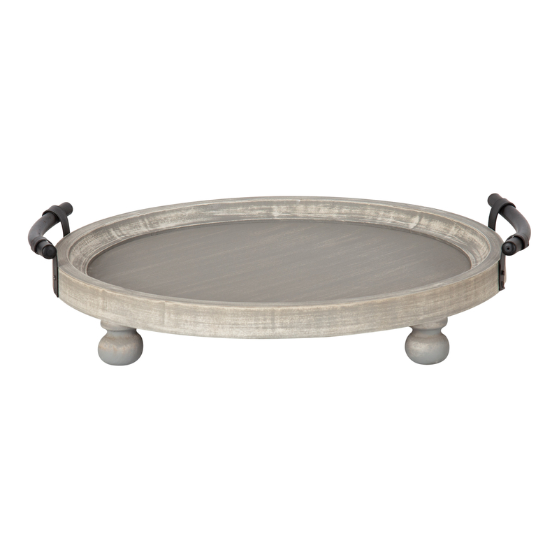 Lucia Round Wooden Footed Coffee Table Tray