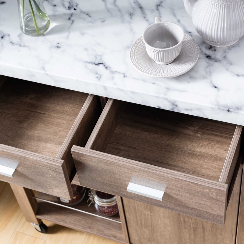 Lylla 31.5'' Wide Rolling Kitchen Cart with Marble Top