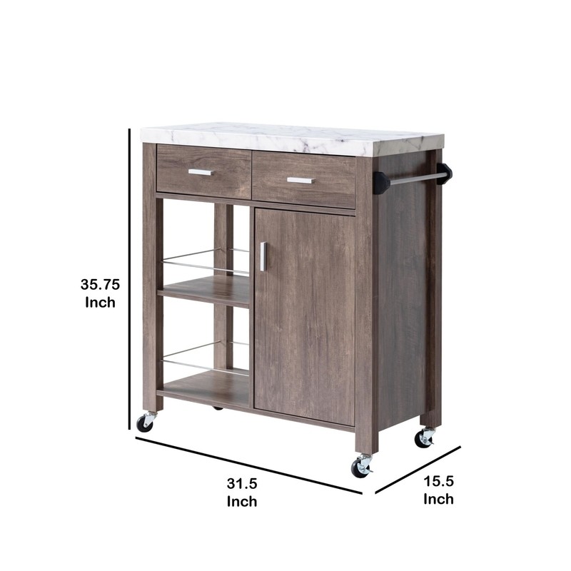 Lylla 31.5'' Wide Rolling Kitchen Cart with Marble Top
