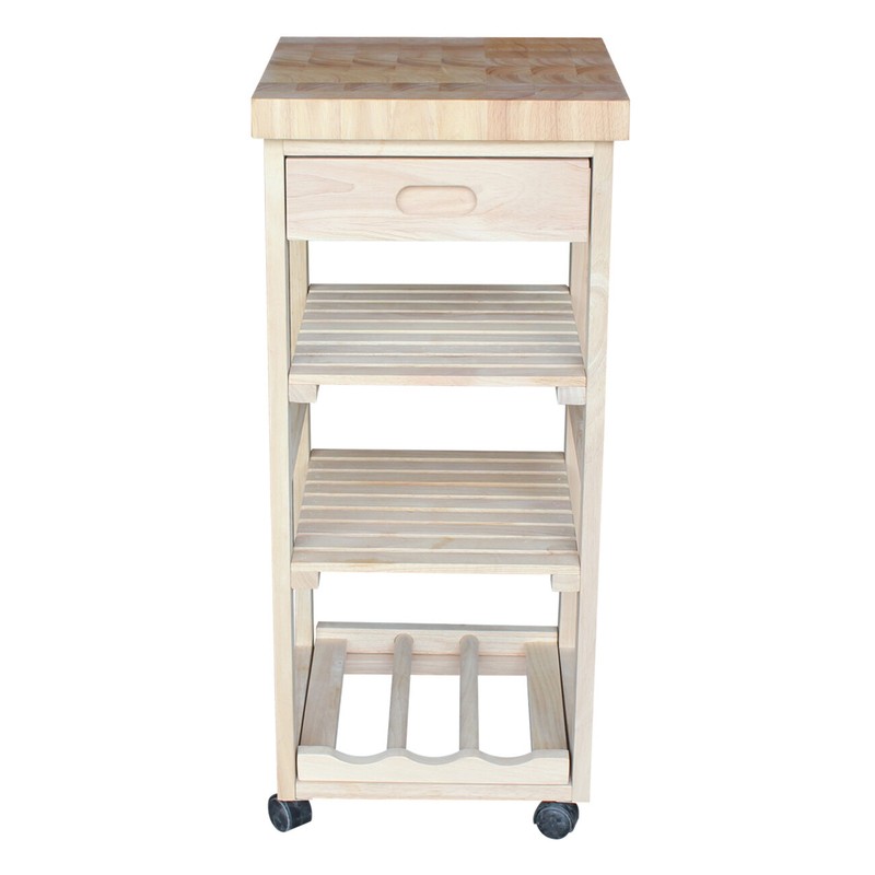 Lynn 15'' Wide Rolling Kitchen Cart with Solid Wood Top