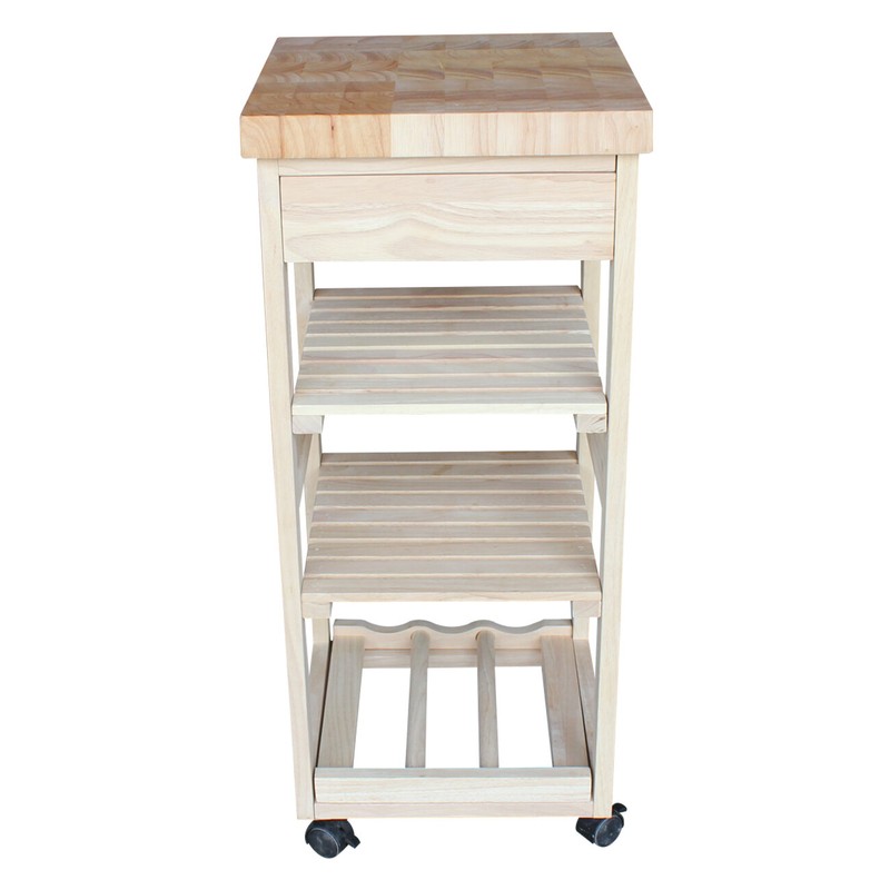 Lynn 15'' Wide Rolling Kitchen Cart with Solid Wood Top