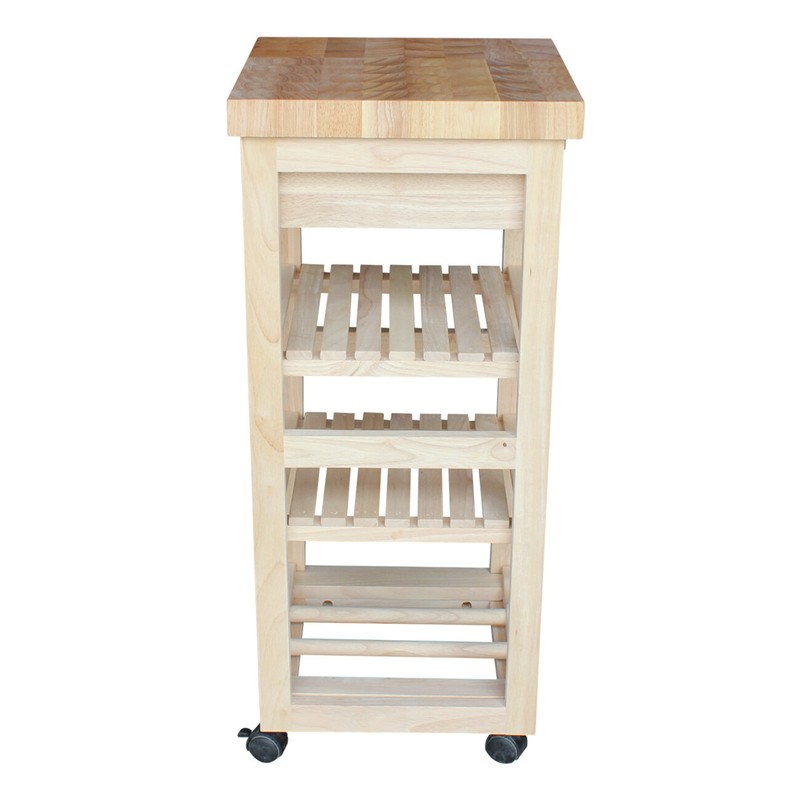 Lynn 15'' Wide Rolling Kitchen Cart with Solid Wood Top