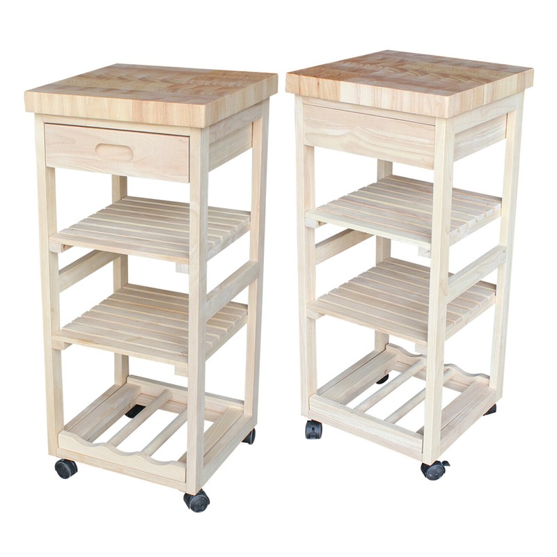 Lynn 15'' Wide Rolling Kitchen Cart with Solid Wood Top
