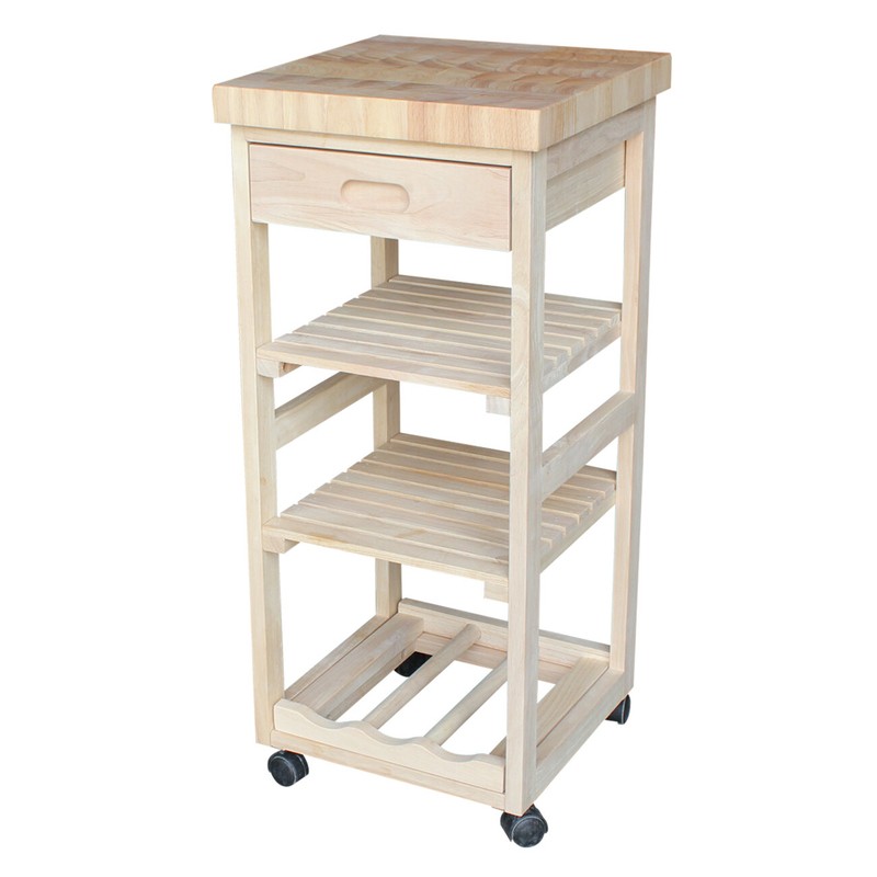 Lynn 15'' Wide Rolling Kitchen Cart with Solid Wood Top