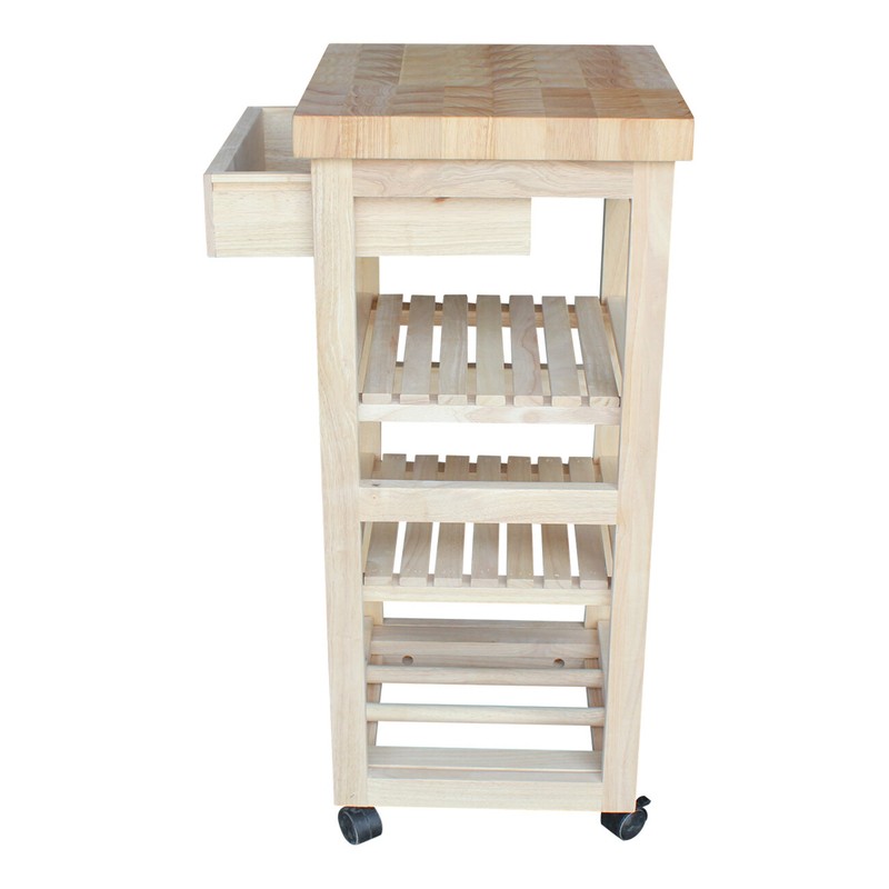 Lynn 15'' Wide Rolling Kitchen Cart with Solid Wood Top
