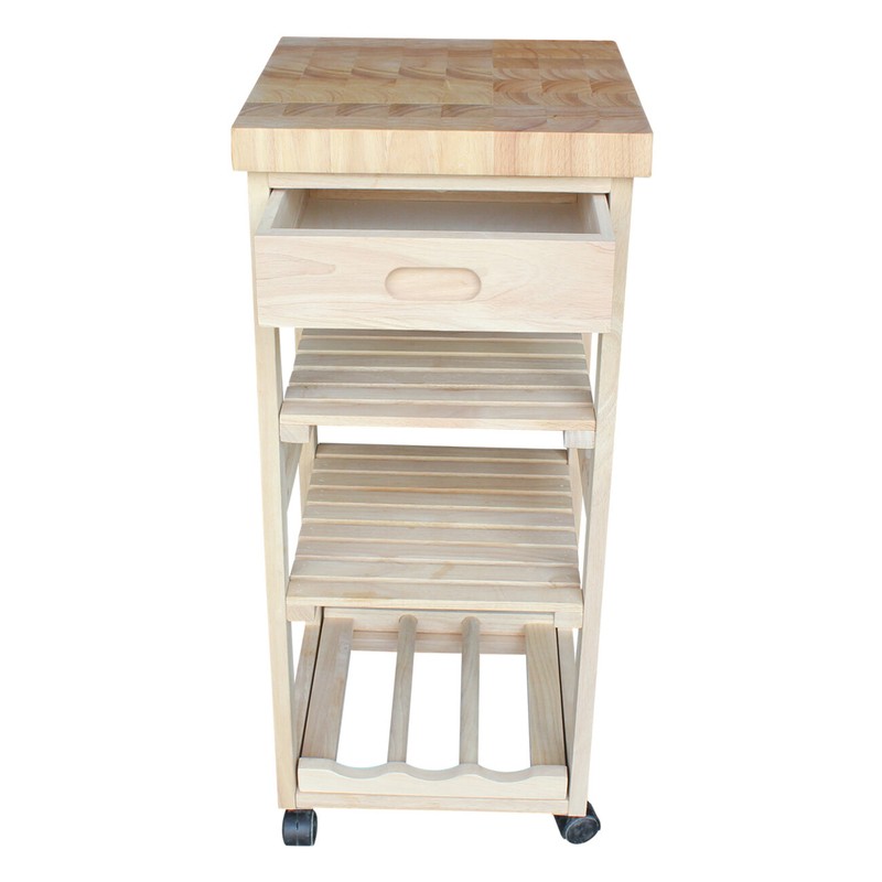 Lynn 15'' Wide Rolling Kitchen Cart with Solid Wood Top