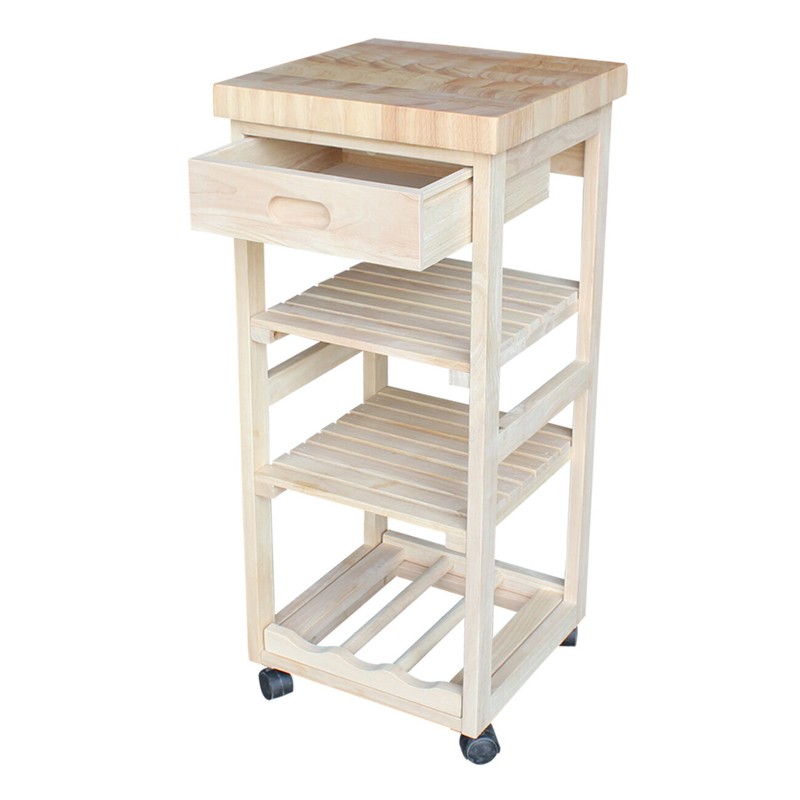 Lynn 15'' Wide Rolling Kitchen Cart with Solid Wood Top