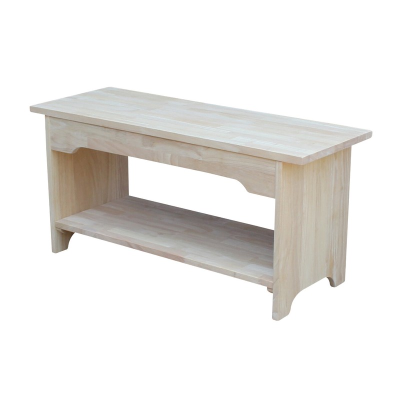 Lynn Wood Shelves Storage Bench