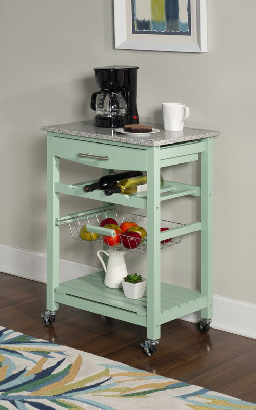 Macy 22.88'' Wide Rolling Kitchen Cart with Granite Top